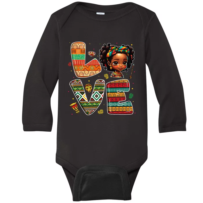 LOVE Black History Month Strong African Baby Long Sleeve Bodysuit