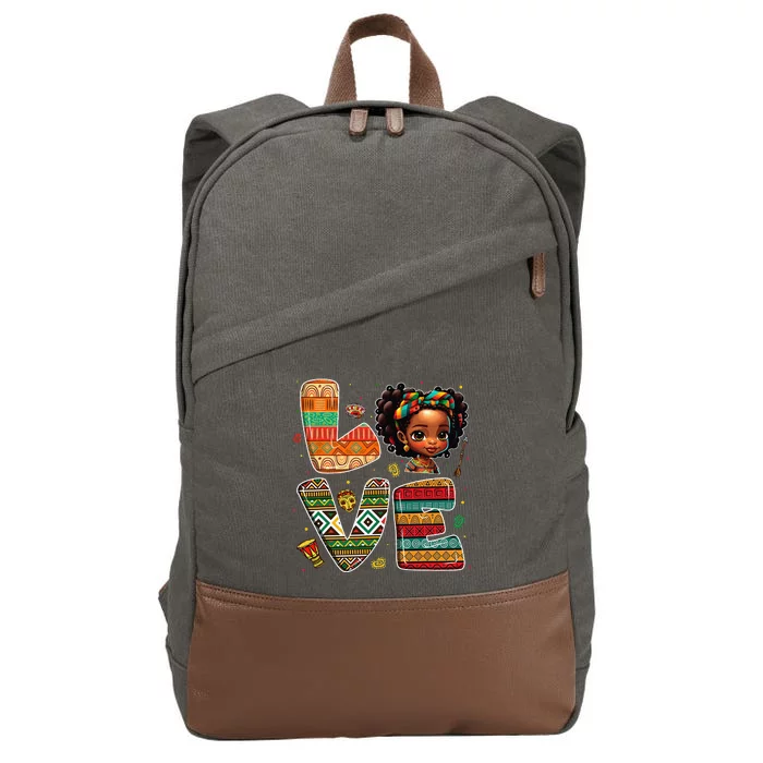 LOVE Black History Month Strong African Cotton Canvas Backpack