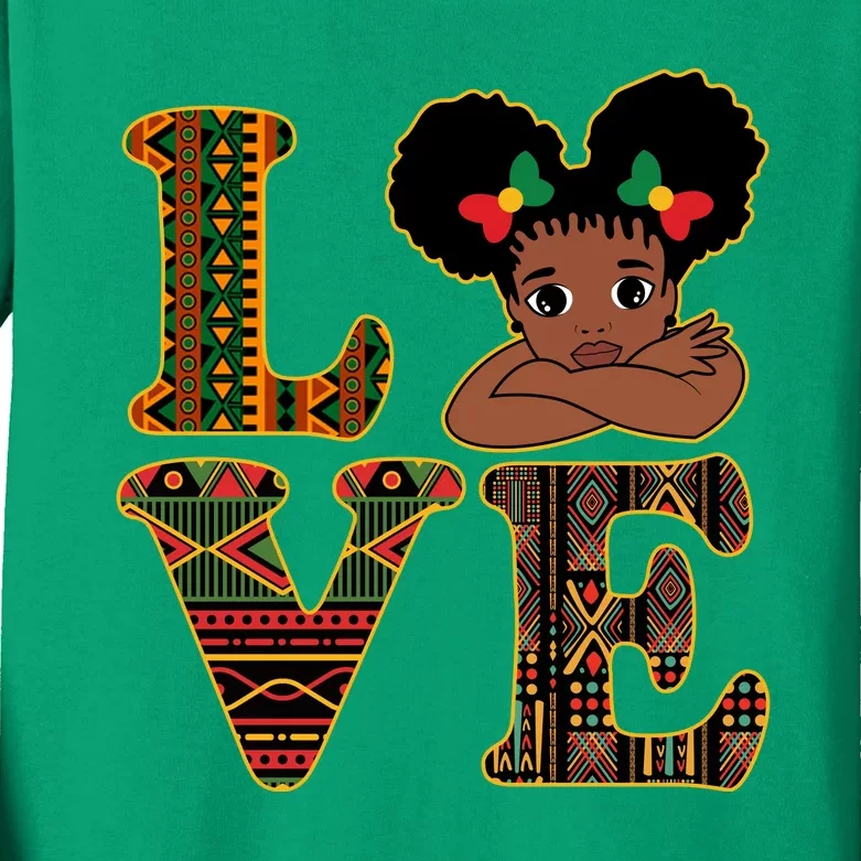 Love Black History Month Cute Pride Kids Long Sleeve Shirt