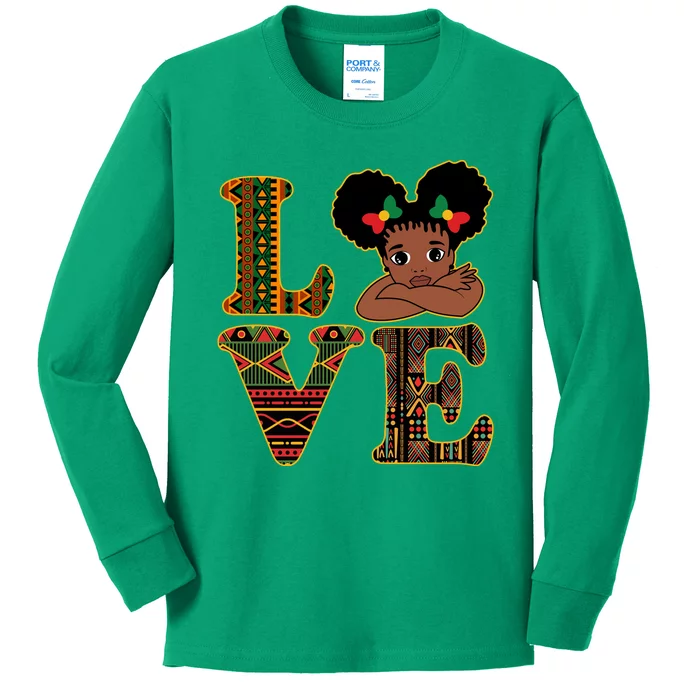 Love Black History Month Cute Pride Kids Long Sleeve Shirt