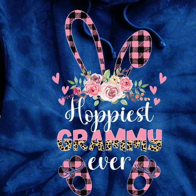 Leopard Bunny Hoppiest Grammy Ever Rabbit Easter Matching Tie Dye Hoodie