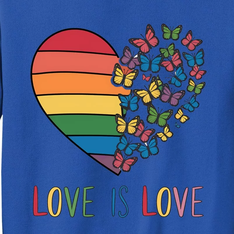 Lgbt Butterfly Heart Rainbow Love Is Love Lesbian Pride Gift Tall Sweatshirt