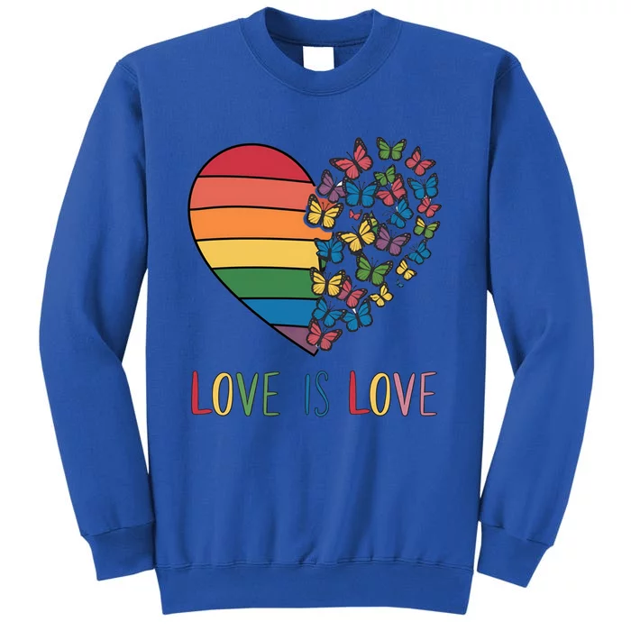 Lgbt Butterfly Heart Rainbow Love Is Love Lesbian Pride Gift Tall Sweatshirt