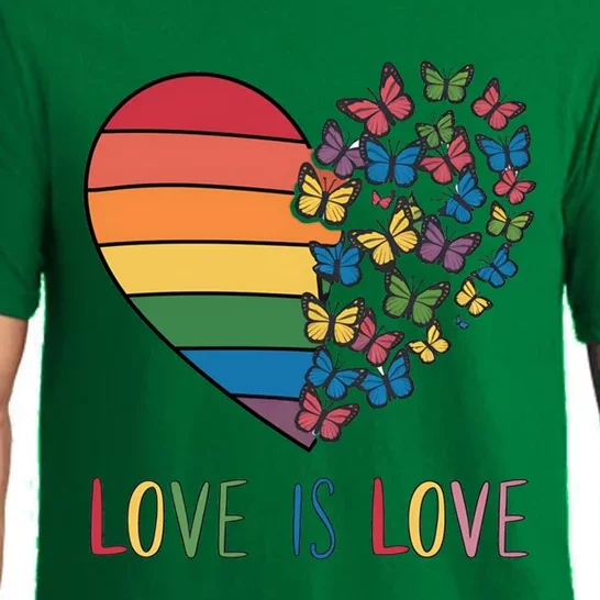 Lgbt Butterfly Heart Rainbow Love Is Love Lesbian Pride Gift Pajama Set