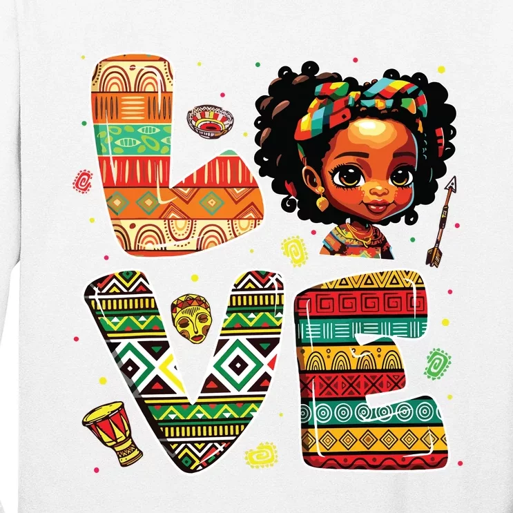 Love Black History Month Strong African Girl Long Sleeve Shirt