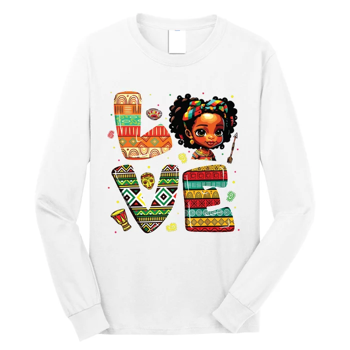 Love Black History Month Strong African Girl Long Sleeve Shirt