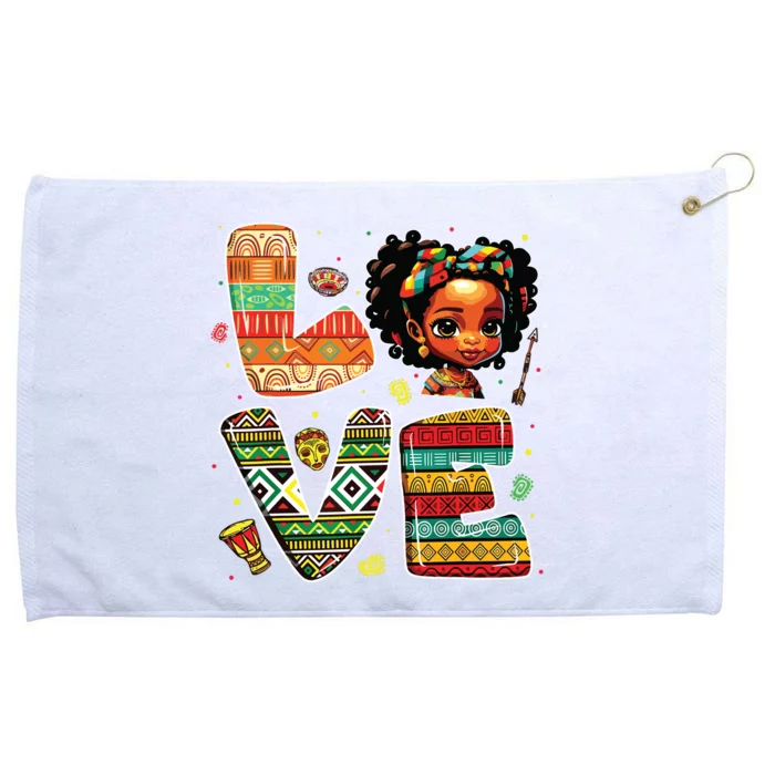 Love Black History Month Strong African Girl Grommeted Golf Towel