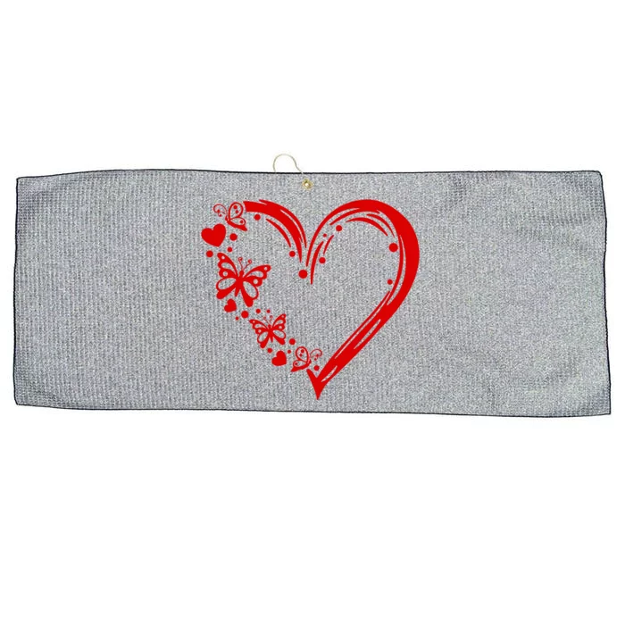 Love Butterfly Heart Large Microfiber Waffle Golf Towel