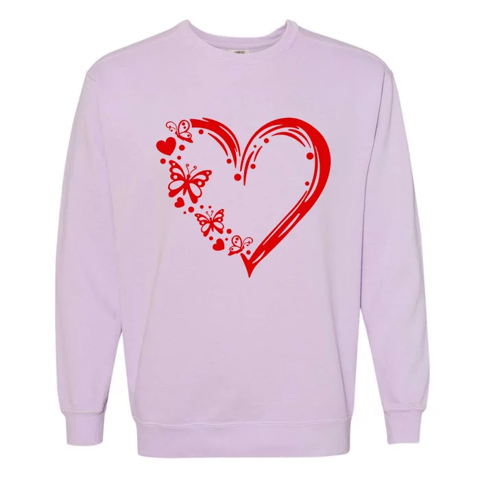 Love Butterfly Heart Garment-Dyed Sweatshirt