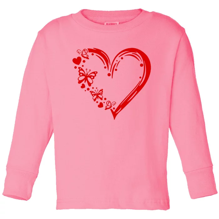 Love Butterfly Heart Toddler Long Sleeve Shirt