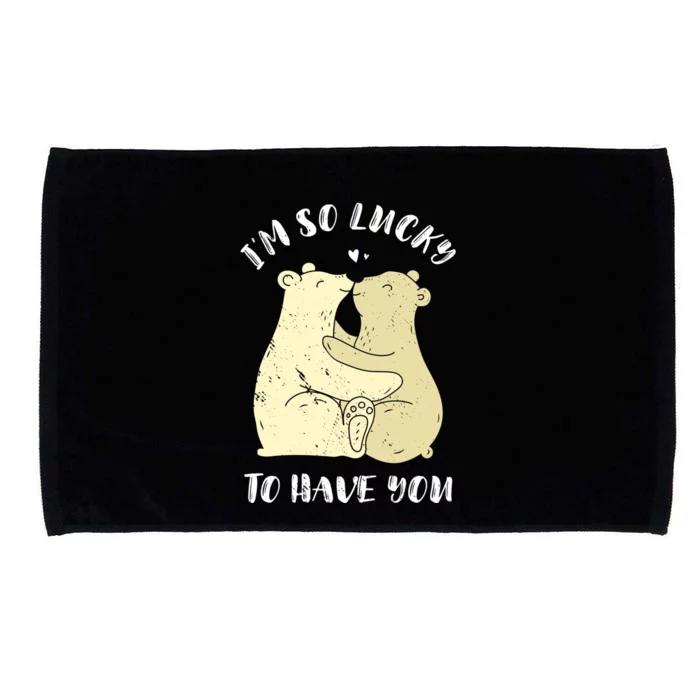 Lovely Bear I'm So Lucky To Have You Valentine's Day Gift Microfiber Hand Towel