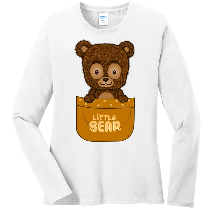 Little Bear Inside The Pocket Ladies Long Sleeve Shirt