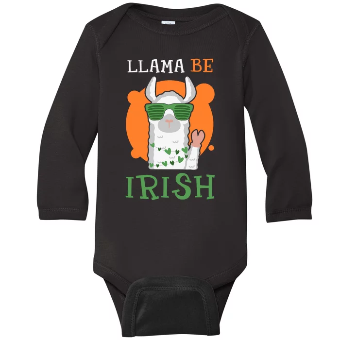 Llama Be Irish Funny Llama St Patricks Day Baby Long Sleeve Bodysuit