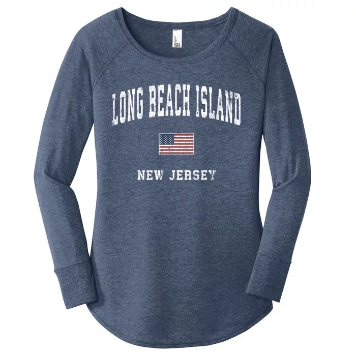 Long Beach Island New Jersey Nj Vintage American Flag Sports Gift Women's Perfect Tri Tunic Long Sleeve Shirt