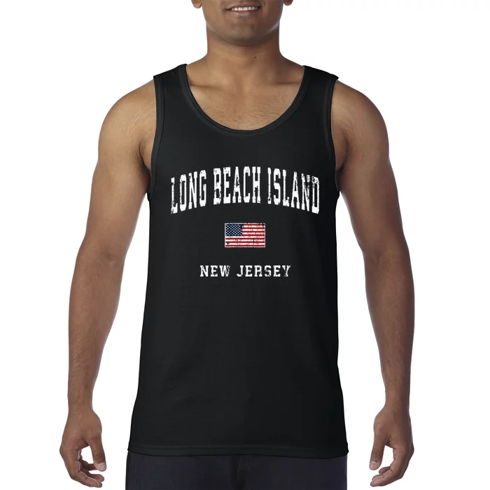 Long Beach Island New Jersey Nj Vintage American Flag Sports Tank Top