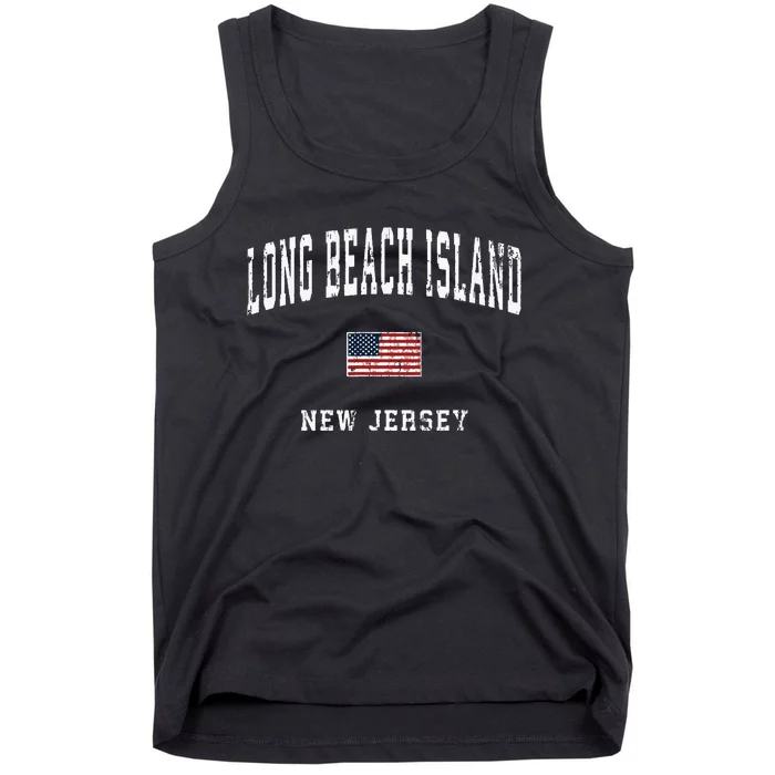 Long Beach Island New Jersey Nj Vintage American Flag Sports Tank Top