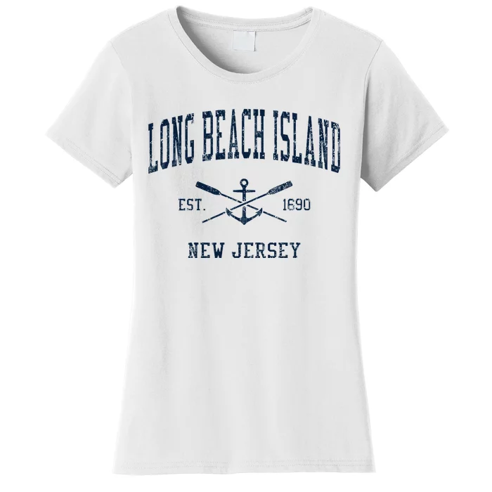 Long Beach Island Nj Vintage Crossed Oars & Boat Anchor Women's T-Shirt