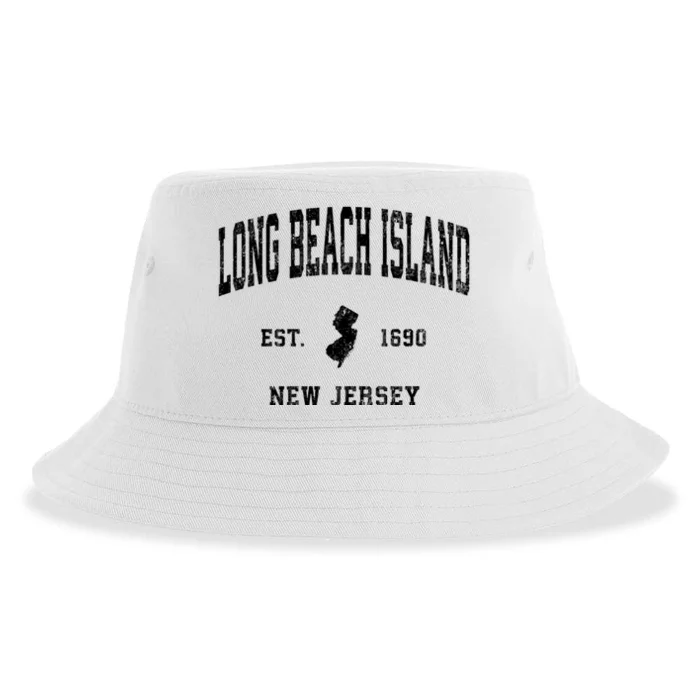 Long Beach Island New Jersey Nj Vintage Established Athletic Sports Sustainable Bucket Hat