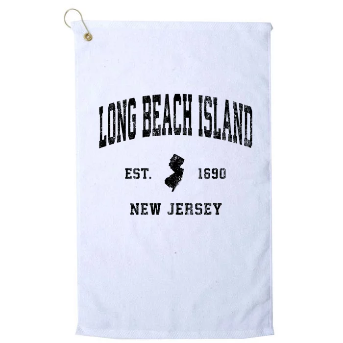 Long Beach Island New Jersey Nj Vintage Established Athletic Sports Platinum Collection Golf Towel