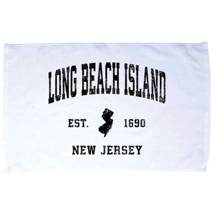 Long Beach Island New Jersey Nj Vintage Established Athletic Sports Microfiber Hand Towel