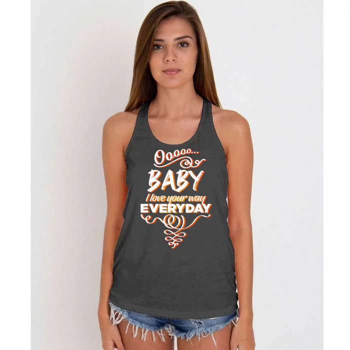 Lyriclyfe Baby I Love Your Way By Peter Frampton Women's Knotted Racerback Tank