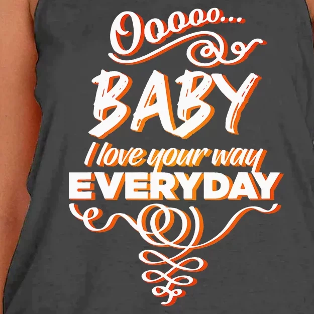 Lyriclyfe Baby I Love Your Way By Peter Frampton Women's Knotted Racerback Tank