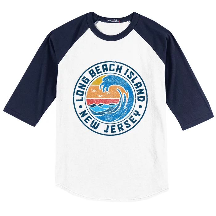 Long Beach Island New Jersey Lbi Vintage Baseball Sleeve Shirt