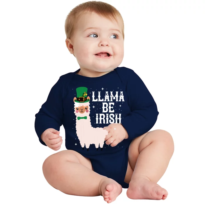 LLAMA BE IRISH Funny St Patricks Day Women Shamrock Baby Long Sleeve Bodysuit