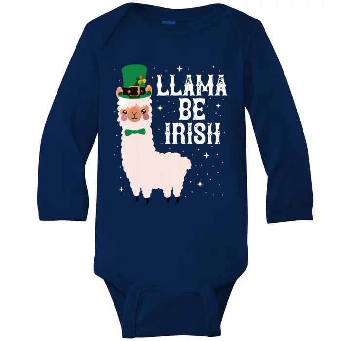 LLAMA BE IRISH Funny St Patricks Day Women Shamrock Baby Long Sleeve Bodysuit