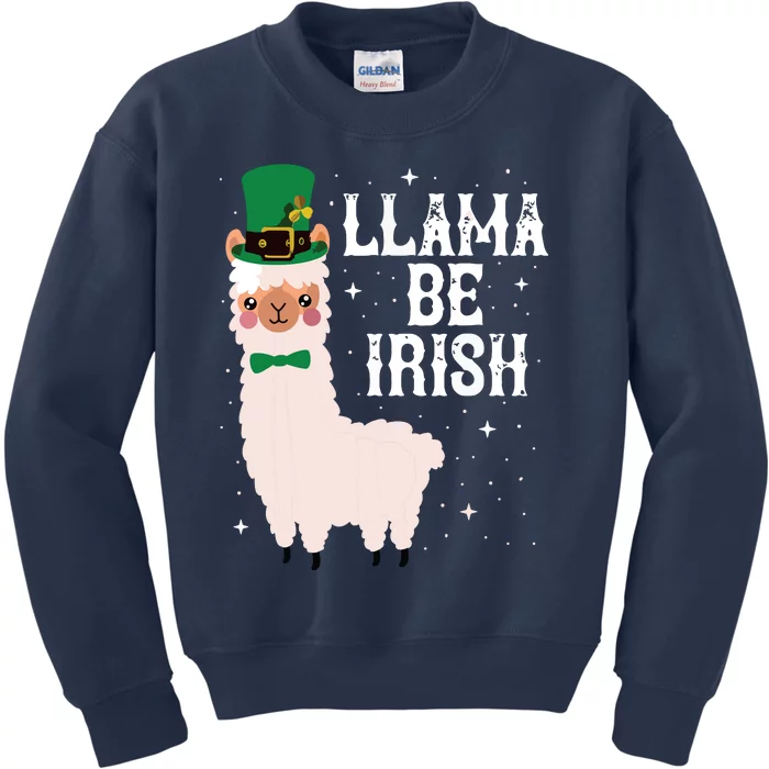 LLAMA BE IRISH Funny St Patricks Day Women Shamrock Kids Sweatshirt