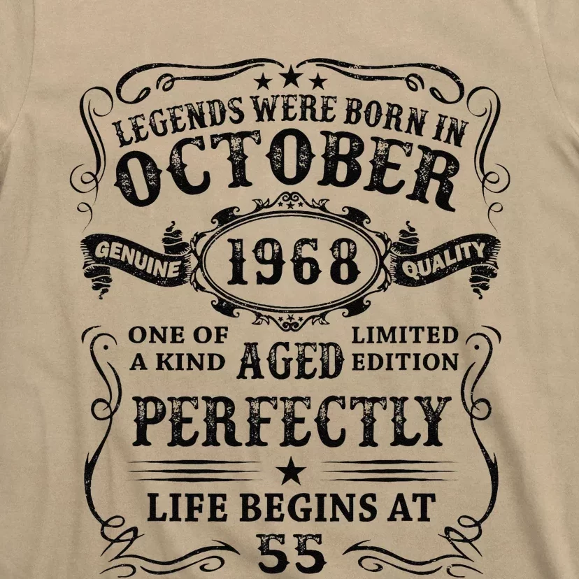 Legends Born In October 1968 55 Years Old Birthday Gifts T-Shirt