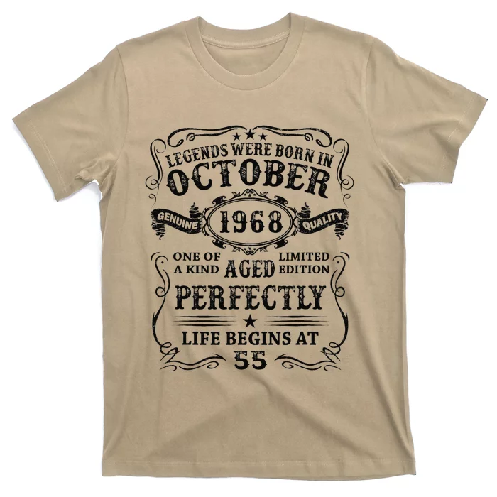 Legends Born In October 1968 55 Years Old Birthday Gifts T-Shirt