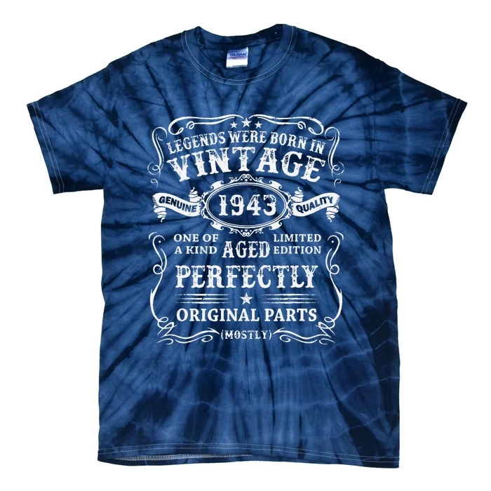 Legends Born In 1943 Vintage 80th Birthday 80 Years Old Tie-Dye T-Shirt