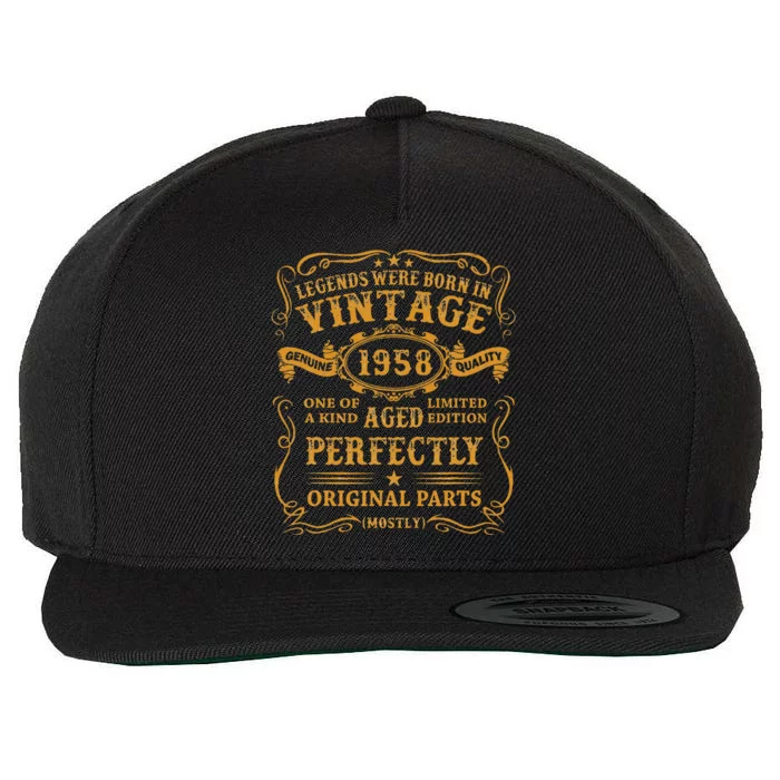 Legends Born In 1958 Vintage 65th Birthday 65 Years Old Gift Wool Snapback Cap