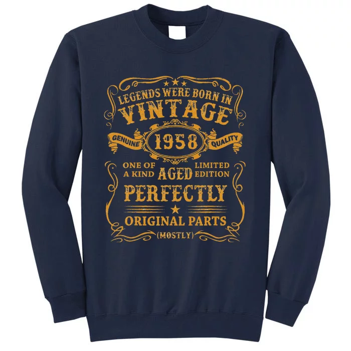 Legends Born In 1958 Vintage 65th Birthday 65 Years Old Gift Tall Sweatshirt