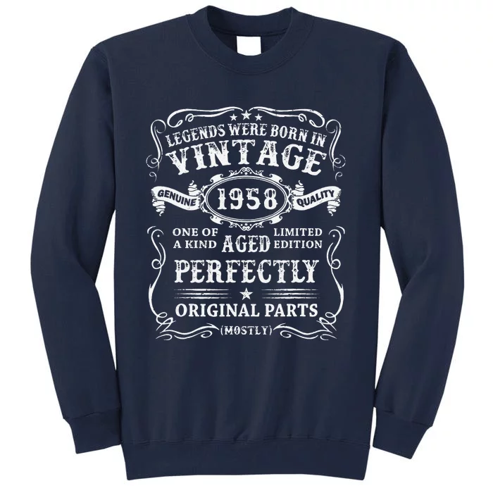 Legends Born In 1958 Vintage 65th Birthday 65 Years Old Tall Sweatshirt