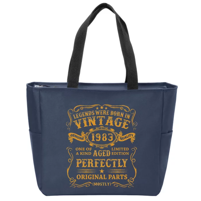 Legends Born In 1983 Vintage 40th Birthday 40 Years Old Gift Zip Tote Bag