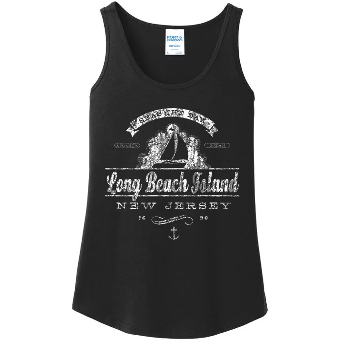 Long Beach Island Nj Sailboat Vintage Nautical Ladies Essential Tank