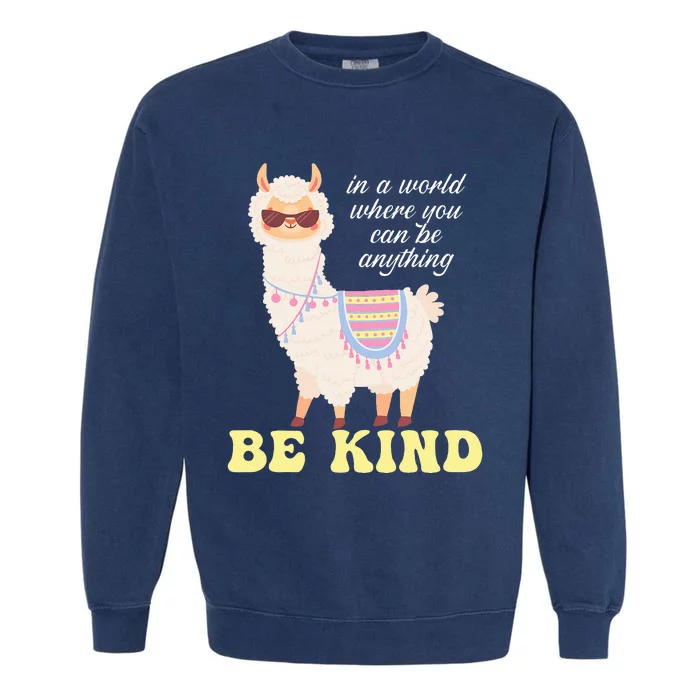 Llama Be Kind Unity Day Orange Anti Bullying Unity day Garment-Dyed Sweatshirt