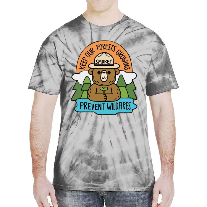 Littleofpins Bear Keep Our Forests Growing Prevent Wildfires Tie-Dye T-Shirt