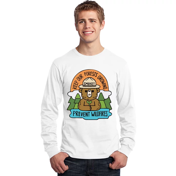 Littleofpins Bear Keep Our Forests Growing Prevent Wildfires Long Sleeve Shirt