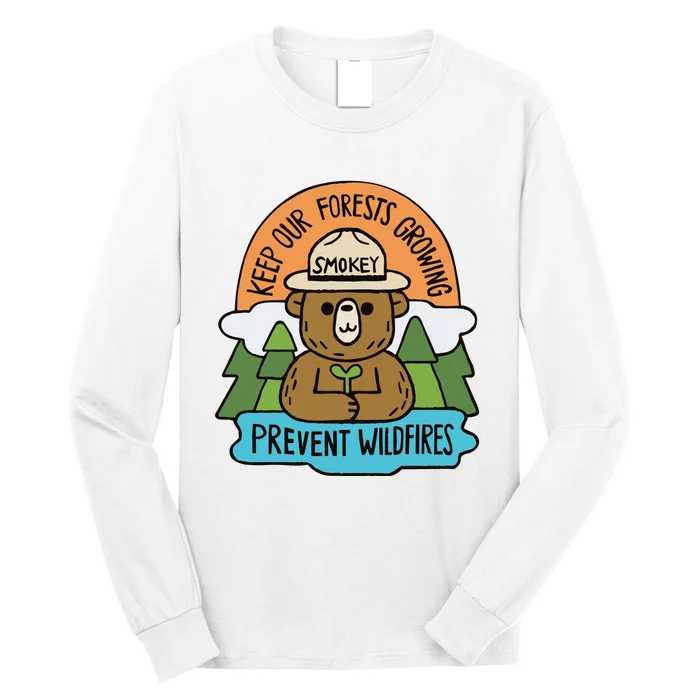 Littleofpins Bear Keep Our Forests Growing Prevent Wildfires Long Sleeve Shirt