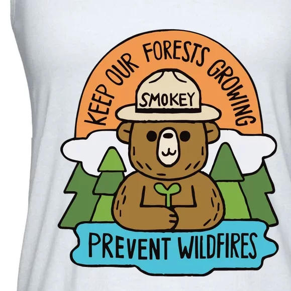 Littleofpins Bear Keep Our Forests Growing Prevent Wildfires Ladies Essential Flowy Tank