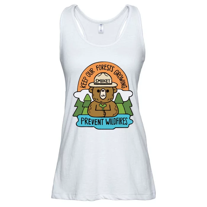 Littleofpins Bear Keep Our Forests Growing Prevent Wildfires Ladies Essential Flowy Tank