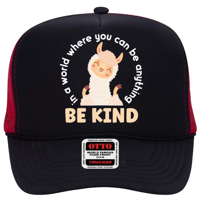 Llama Be Kind Unity Day Orange Anti Bullying Unity day High Crown Mesh Trucker Hat