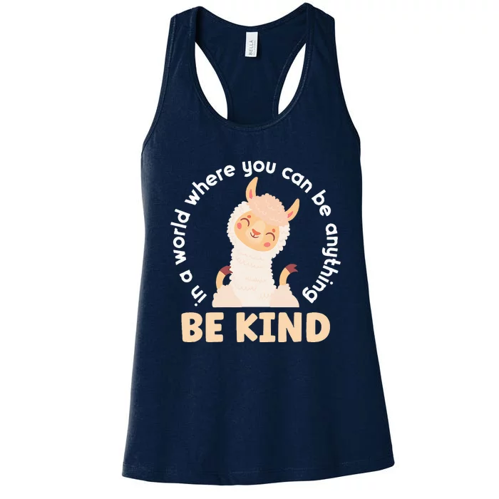 Llama Be Kind Unity Day Orange Anti Bullying Unity day Women's Racerback Tank