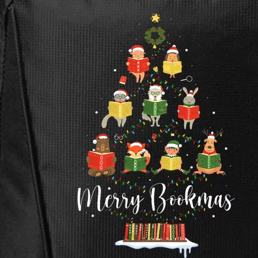 Librarian Book Lover Books Christmas Tree Merry Bookmas Xmas City Backpack