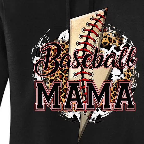 Leopard Baseball Lightning Bolt Sport Mom Mother's Day Women's Pullover Hoodie