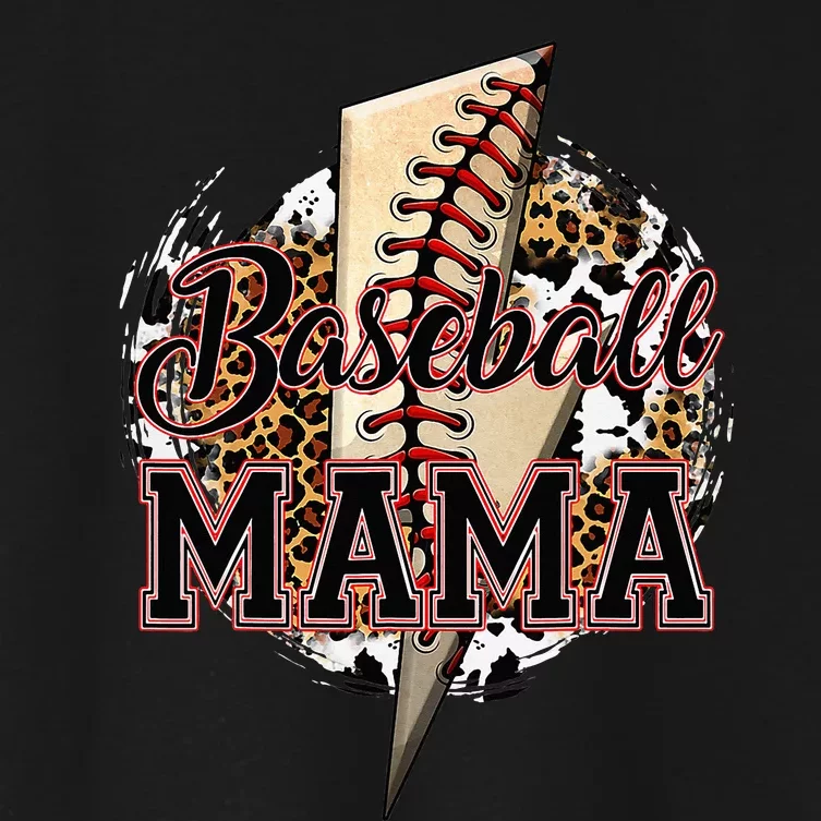 Leopard Baseball Lightning Bolt Sport Mom Mother's Day Women's Crop Top Tee