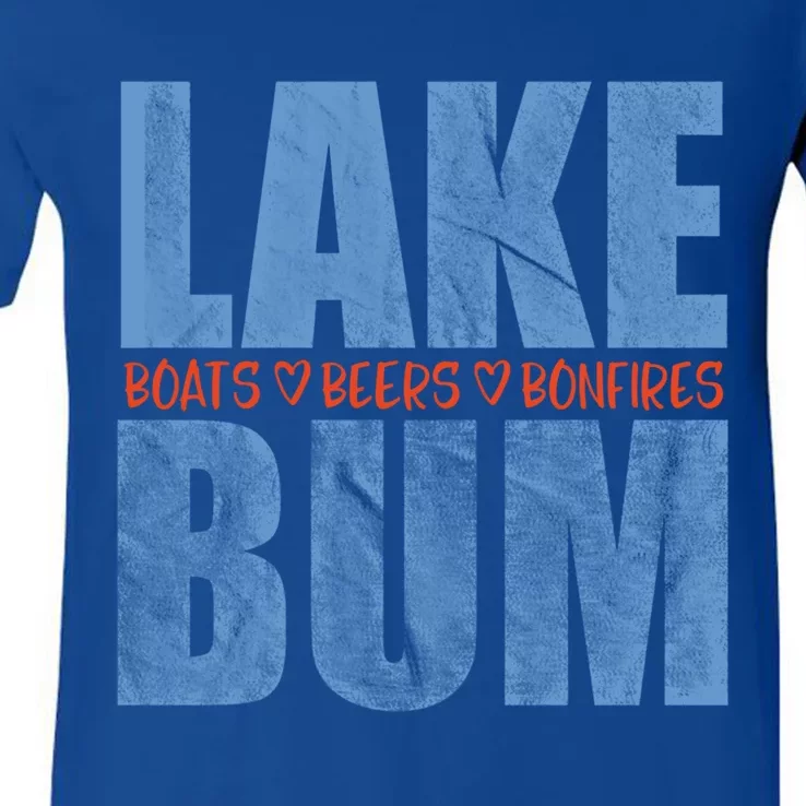 Lake Bum Lake Life Boating Fun Beer Ing Campfire Gift V-Neck T-Shirt